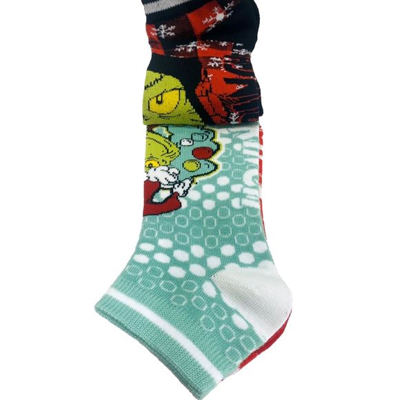 Dr. Seuss The Grinch Christmas Socks Unisex Festive Ankle Socks 3 Pack NEW - Picture 2 of 7
